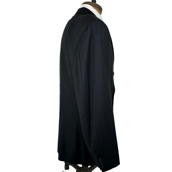 Lubiam 1911 Black Double Breasted Merino Wool Blazer Jacket Tessuto Zignone 44R - Picture 3 of 9